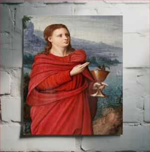 Πίνακας, Détail d'un tableau représentant Saint Jean l'évangéliste passant l'épreuve de la coupe empoisonnée. Selon la tradition, le poison est représenté par un dragon
