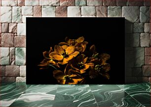 Πίνακας, Dewy Orange Flowers in the Dark Δροσιά πορτοκαλί λουλούδια στο σκοτάδι