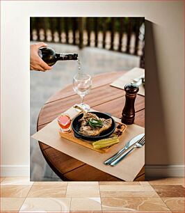 Πίνακας, Dining Table with Wine and Steak Τραπεζαρία με κρασί και μπριζόλα