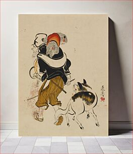 Πίνακας, Dog barking at a monkey trainer (mid to late 19th century) by Shibata Zeshin