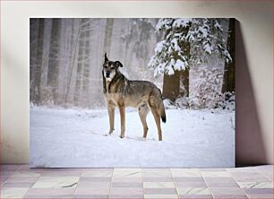 Πίνακας, Dog in Snowy Forest Σκύλος στο Χιονισμένο Δάσος