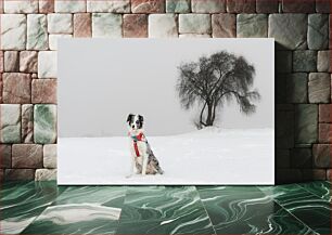 Πίνακας, Dog in Snowy Landscape Σκύλος στο χιονισμένο τοπίο