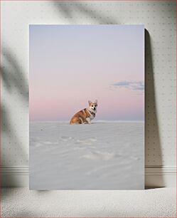 Πίνακας, Dog on Sand Dune at Sunset Σκύλος στον αμμόλοφο στο ηλιοβασίλεμα