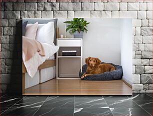 Πίνακας, Dog resting in cozy bedroom Σκύλος που ξεκουράζεται σε άνετο υπνοδωμάτιο