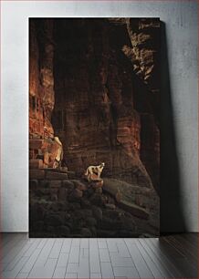 Πίνακας, Dog Standing on Rock in Canyon Σκύλος που στέκεται στο βράχο στο φαράγγι