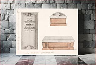 Πίνακας, Draft for sarcophagus and tombstone with inscription for Jens Juel, at Assistens cemetery