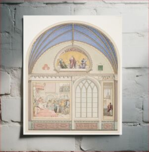 Πίνακας, Draft for the decoration of the vault in Christian IV's chapel in Roskilde Cathedral.Decoration t.v.with Chr.IV as judge by Heinrich Eddelien
