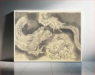 Πίνακας, Dragon during 19th century in high resolution by Katsushika Hokusai