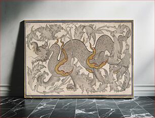Πίνακας, Dragon in Foliage (drawing, recto); calligraphy, (verso) - Mir Sayyid Muhammad Naqqash - Google Cultural Institute