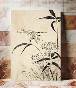 Πίνακας, Dragonfly, Coxcomb and Bamboo by Miyazaki Yūzen