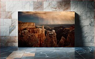 Πίνακας, Dramatic Canyon Landscape with Lightning Δραματικό φαράγγι τοπίο με κεραυνό