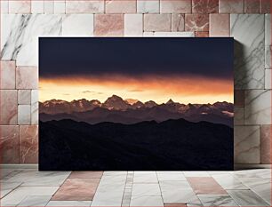 Πίνακας, Dramatic Mountain Sunset Δραματικό ηλιοβασίλεμα του βουνού