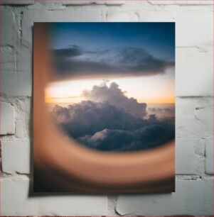 Πίνακας, Dramatic Sky View from Airplane Window Δραματική θέα στον ουρανό από το παράθυρο του αεροπλάνου