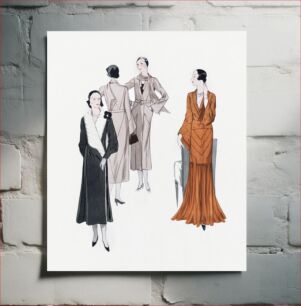 Πίνακας, Dresses with shawl collars (1931) by Paul Brion, Worth, Jenny and Augusta Bernard