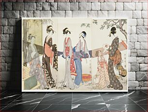 Πίνακας, Drying and Stretching Cloth by Kitagawa Utamaro