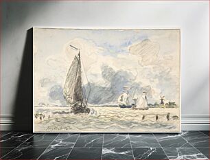 Πίνακας, Dutch Fishing Boats, Verso: Sketches of Boats by Johan Barthold Jongkind
