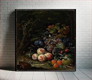 Πίνακας, Dutch still life with fruit, foliage, and insects