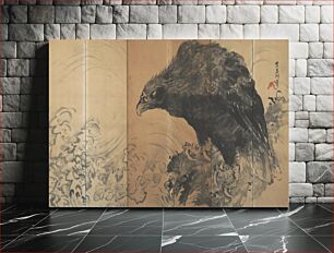 Πίνακας, Eagle on Rock by Waves during first half 19th century by Mochizuki Gyokusen