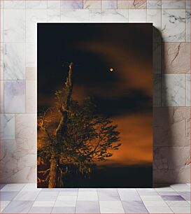Πίνακας, Eerie Nightscape with Tree and Moon Απόκοσμο νυχτερινό τοπίο με δέντρο και φεγγάρι