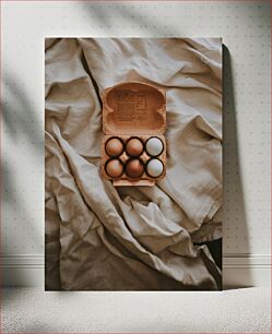Πίνακας, Eggs in Carton on Linen Αυγά σε χαρτοκιβώτιο σε λινό
