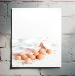 Πίνακας, Eggs on a Striped Cloth Αυγά σε ριγέ πανί