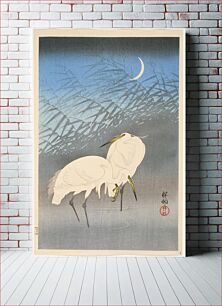 Πίνακας, Egrets and Reeds in Moonlight by Ohara Shōson
