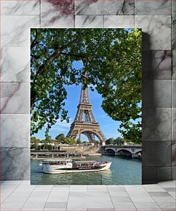 Πίνακας, Eiffel Tower with Boat on Seine Πύργος του Άιφελ με Βάρκα στο Σηκουάνα