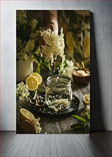 Πίνακας, Elderflower and Lemon Arrangement Σύνθεση Σαμπούκου και Λεμονιού