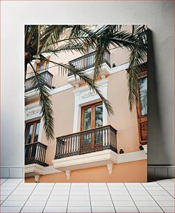 Πίνακας, Elegant Building with Palm Trees Κομψό κτίριο με φοίνικες