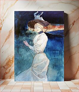 Πίνακας, Elegant in a white dress in a landscape (1890-1900) by Henry Somm