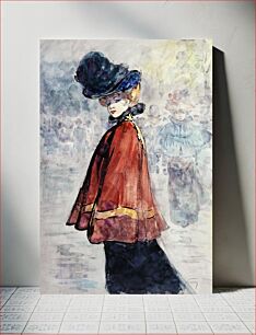 Πίνακας, Elegant in red cape (1890-1900) by Henry Somm