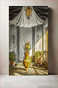 Πίνακας, Elegant Interior with Flower Arrangement Κομψό εσωτερικό με ανθοσυνθέσεις