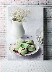 Πίνακας, Elegant Macarons and Floral Jug Κομψά μακαρόν και κανάτα λουλουδιών