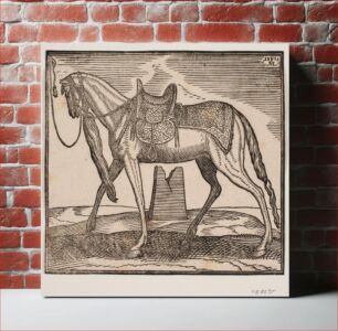 Πίνακας, Elegant saddled horse, tethered by v. framing line, profile to v.;under the horse's belly you can see a ruined one by Melchior Lorck