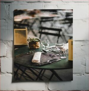 Πίνακας, Elegant Table Setting at a Cafe Κομψό τραπέζι σε ένα καφέ