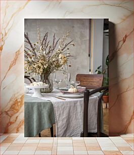 Πίνακας, Elegant Table Setting with Autumn Decorations Κομψό Τραπεζάκι με Φθινοπωρινά Διακοσμητικά