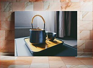 Πίνακας, Elegant Tea Set on Tray Κομψό σετ τσαγιού σε δίσκο