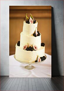 Πίνακας, Elegant Tiered Cake with Fruits Κομψό κέικ σε επίπεδα με φρούτα