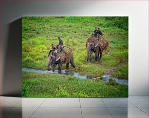Πίνακας, Elephant Riders in Green Landscape Καβαλάρηδες ελεφάντων στο πράσινο τοπίο