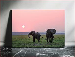 Πίνακας, Elephants at Sunset Ελέφαντες στο ηλιοβασίλεμα
