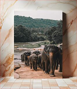 Πίνακας, Elephants by the River Ελέφαντες δίπλα στο Ποτάμι
