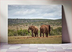 Πίνακας, Elephants in the Wild Landscape Οι ελέφαντες στο άγριο τοπίο