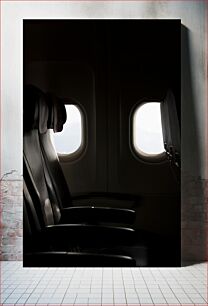 Πίνακας, Empty Airplane Seats Behind Window Άδεια καθίσματα αεροπλάνου πίσω από το παράθυρο