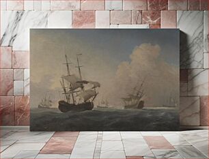 Πίνακας, English Warships Heeling in the Breeze Offshore