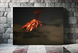 Πίνακας, Erupting Volcano at Night Έκρηξη ηφαιστείου τη νύχτα