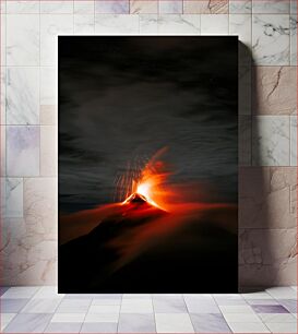 Πίνακας, Erupting Volcano at Night Έκρηξη ηφαιστείου τη νύχτα