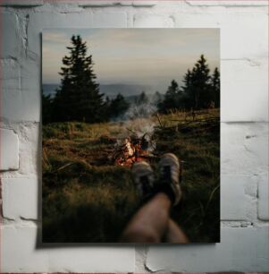 Πίνακας, Evening Campfire in the Mountains Βραδινή φωτιά στα βουνά