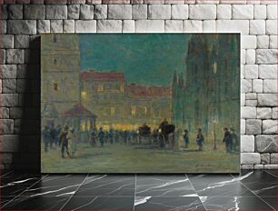 Πίνακας, Evening in front of the st. by Elemír Halász-Hradil