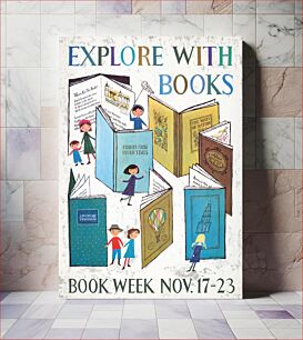 Πίνακας, Explore with books. Book week, Nov. 17-23 (1957) vintage poster by Alice Provensen