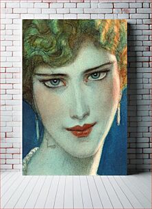 Πίνακας, Face of blonde girl with earrings (1923 April), vintage woman illustration by Wladyslaw Theodore Benda
